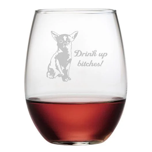 - Pet tear stain cleaning wipesDrink Up Bitches Stemless Wine Glasses, Set Of 4
