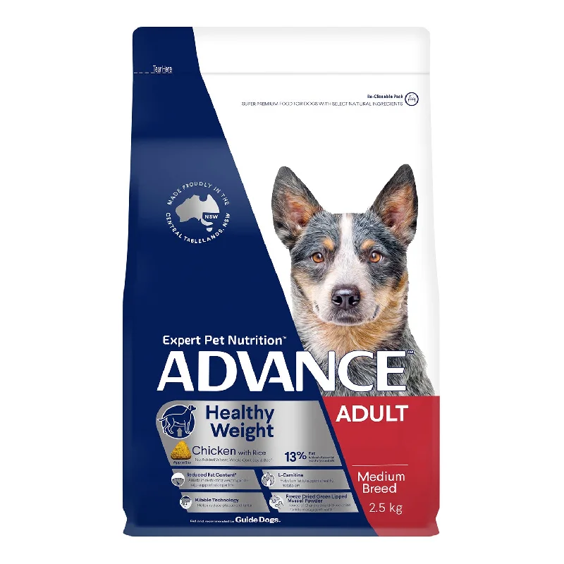 - Dog food nutritional analysisAdvance Medium Breed Healthy Weight Chicken & Rice Adult Dry Dog Food