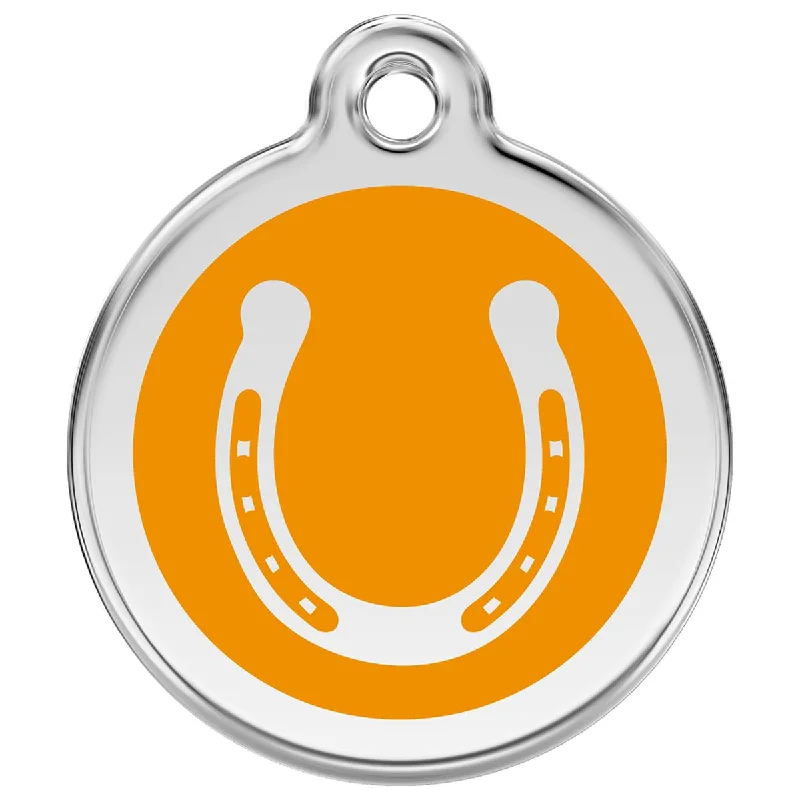 Pet ProductsStainless Steel And Enamel Horseshoe Orange Dog ID Tag