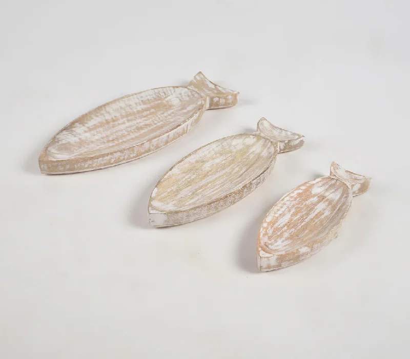 - Automatic temperature adjustment cat bedDistressed Mango Wood Fish-Shaped Trays (set of 3)