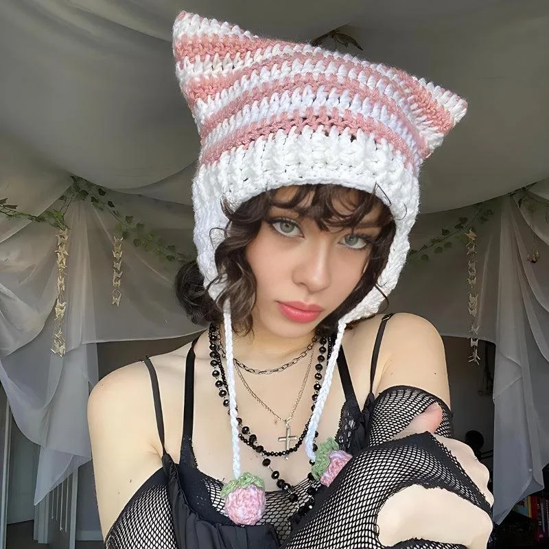 - ​​Pet toys under    yuanKawaii Cat Ear Knitted Beanie