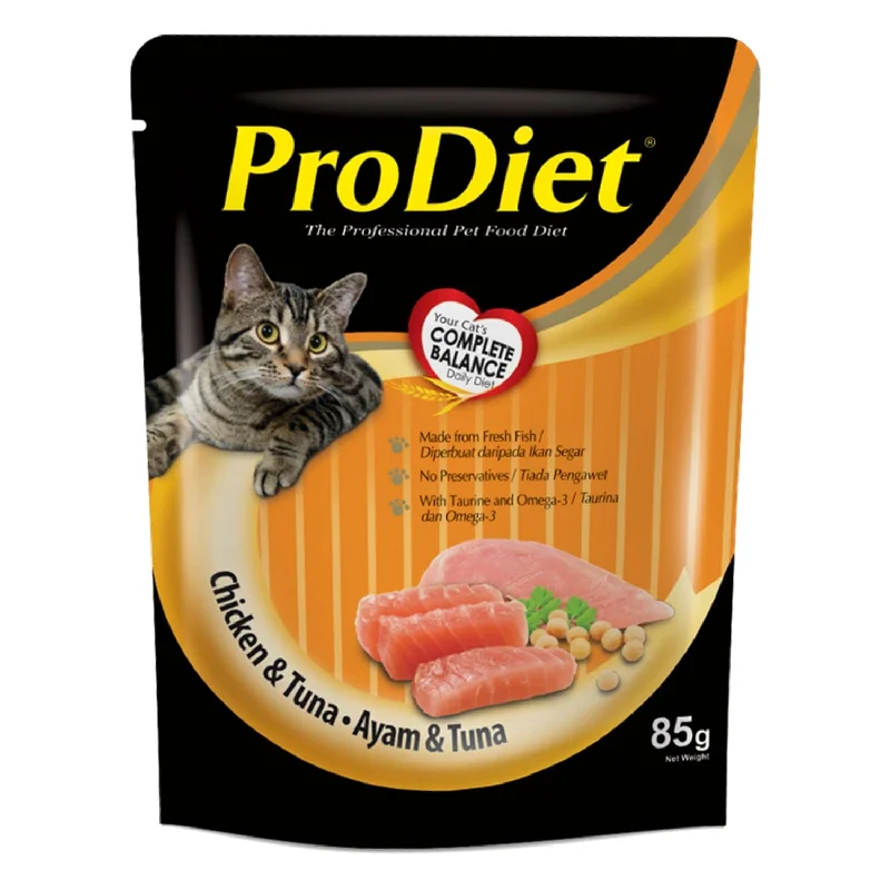    - Grain-free cat food recommendations  Prodiet Chicken & Tuna Wet Cat Food - 85 Gm