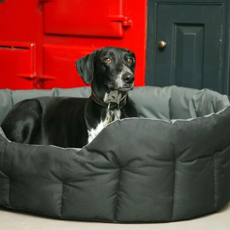- ​​Christmas pet Christmas clothingBlack and Grey Country Heavy Duty Waterproof Oval Drop Front Dog Beds by P&L