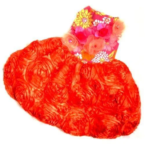  -Splash-proof food bowl AND Anti-choking slow food bowlCountryside Glamour Flowers Dog Dress