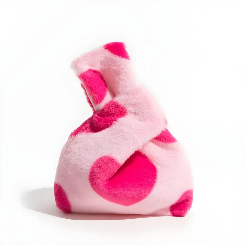 ---Soft Girl Heart Fluffy Wrist Bag