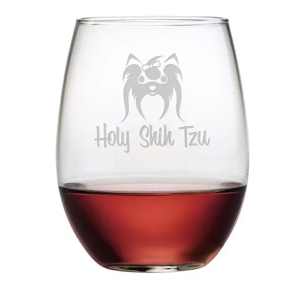 - Organic cotton dog bibsHoly Shih Tzu Stemless Wine Glasses, Set Of 4