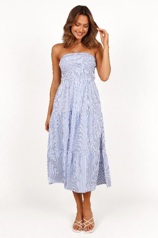 - Deodorizing cat litter tofu litterMaisie Strapless Midi Dress - Blue Stripe