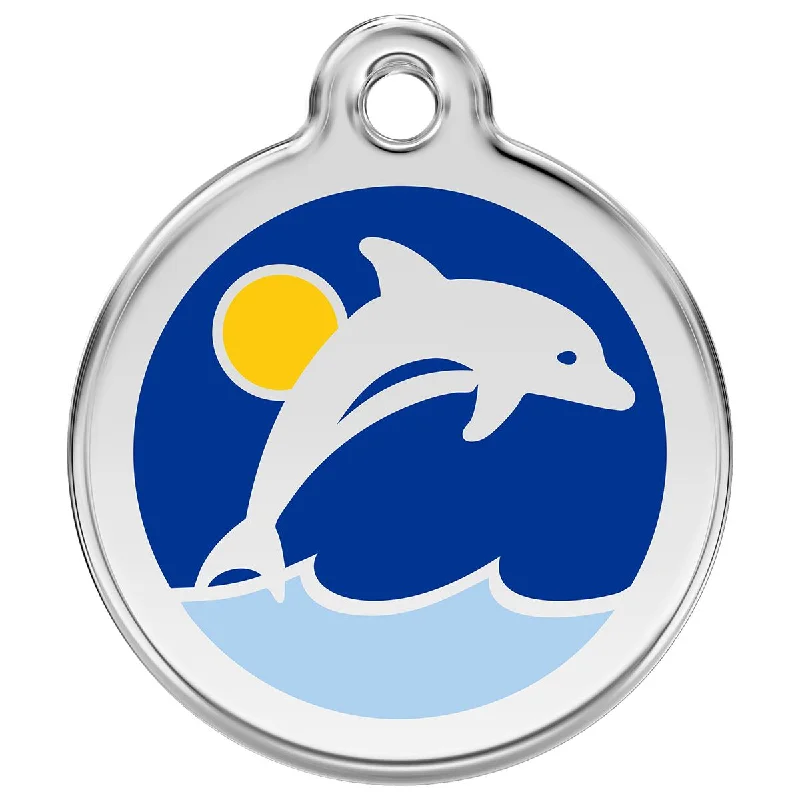 - Teething and chewing toys for puppiesStainless Steel And Enamel Dolphin Dog ID Tag