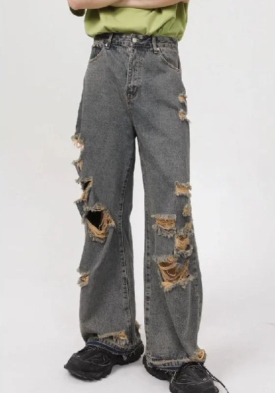 - Pet tear stain cleaning wipesGrunge Ripped Straight Leg Jeans