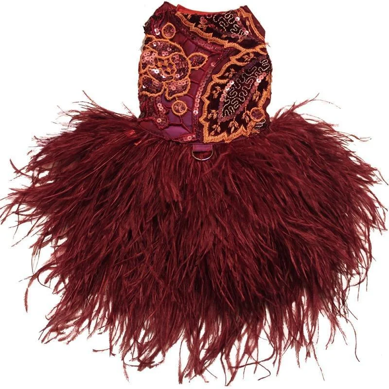 - Cat nail clippers with LED lightsBurgundy Wine Embroidered Feather Dog Dress