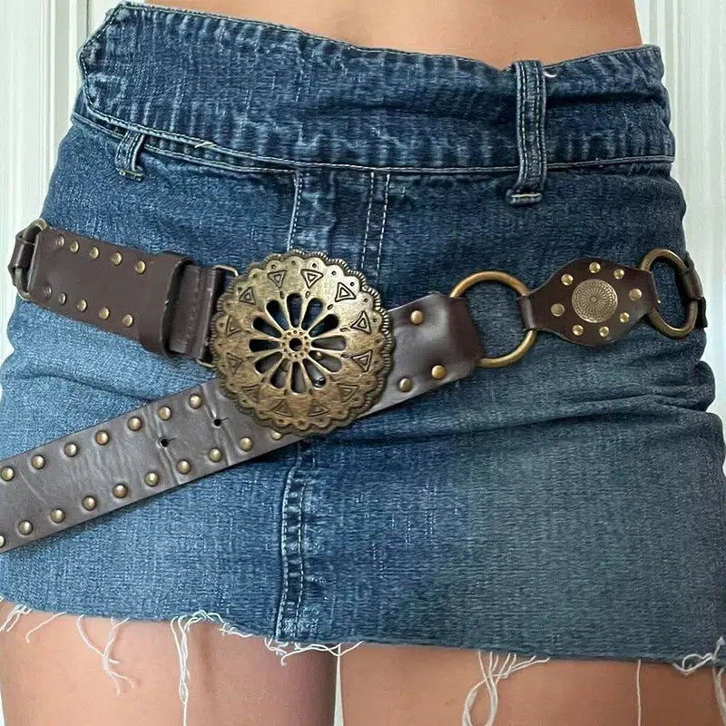 - Car dog seat beltVintage Ethnic Designed Buckle Belt