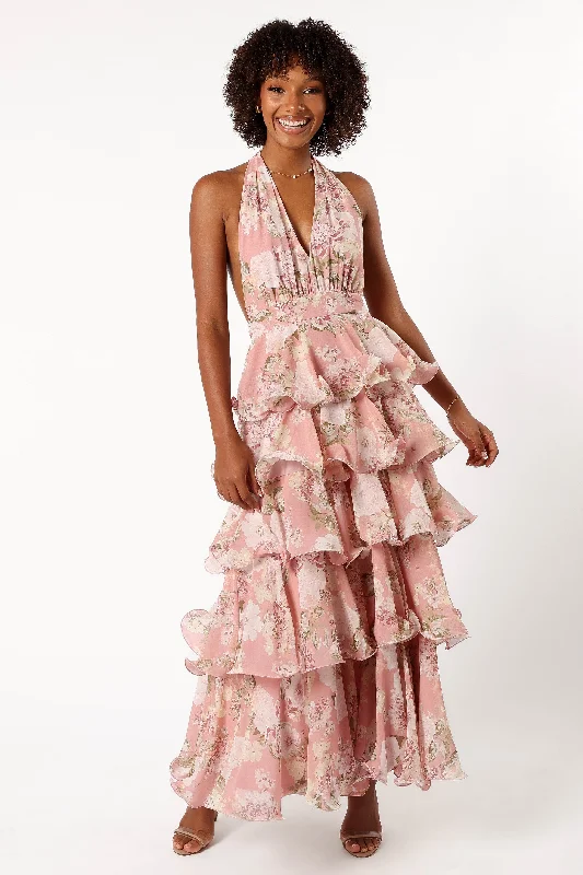  -Non-contact cat thermometerBouquet Halterneck Maxi Dress - Pink