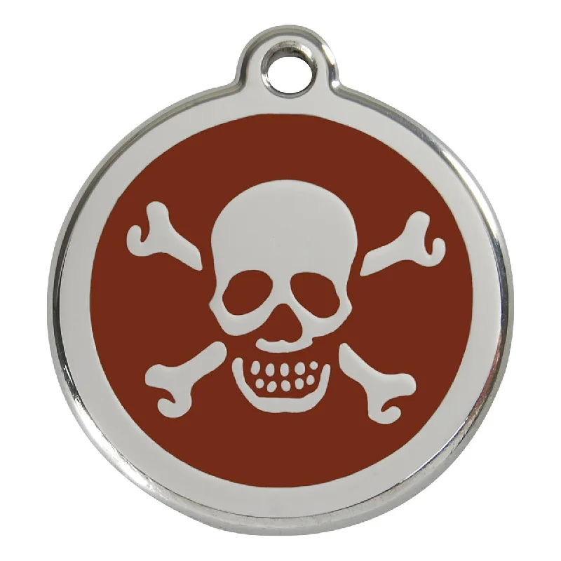 - Teething and chewing toys for puppiesStainless Steel And Enamel Skull And Crossbones Brown Dog ID Tag - Teething and chewing toys for puppiesStainless Steel And Enamel Skull And Crossbones Brown Dog ID Tag