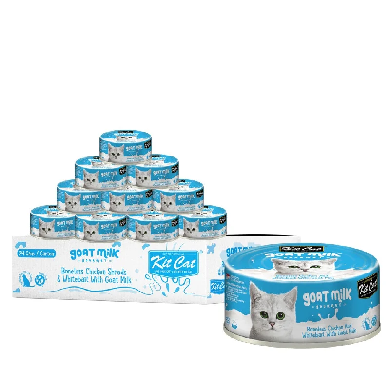    - Cat food for picky eaters  [CTN OF 24] Kit Cat Goat Milk Gourmet Canned Cat Food - Chicken & Whitebait (70g)