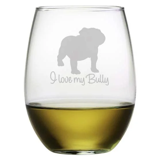 - Hamster silent running wheel to prevent chewingI Love My Bully Stemless Wine Glasses, Set Of 4