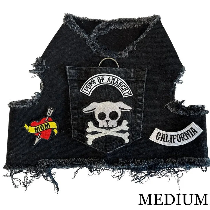 Pet custom clothesPups of Anarchy Denim Harness Vest