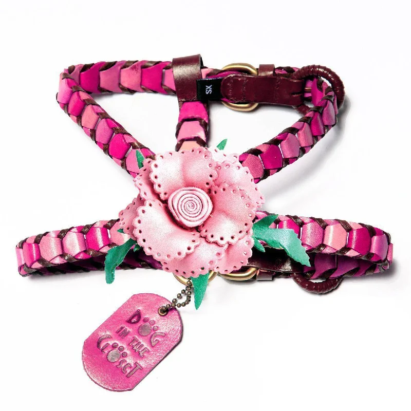 - Car dog seat beltShades Of Pink Leather Dog Harness With Light Pink Flower