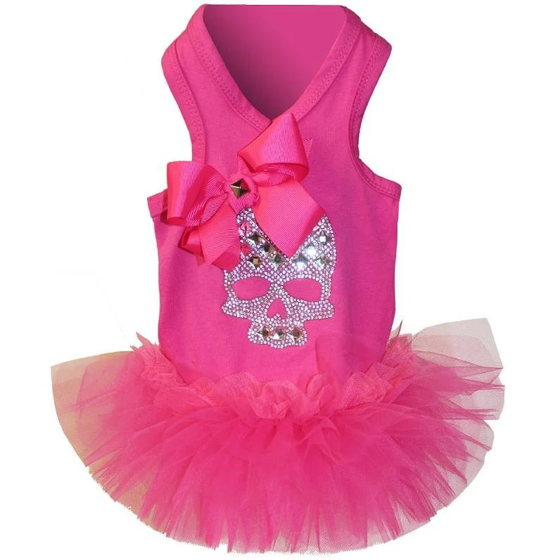 - Automatic induction pet water dispenserHot Pink Crystal Skull Tutu Dog Dress