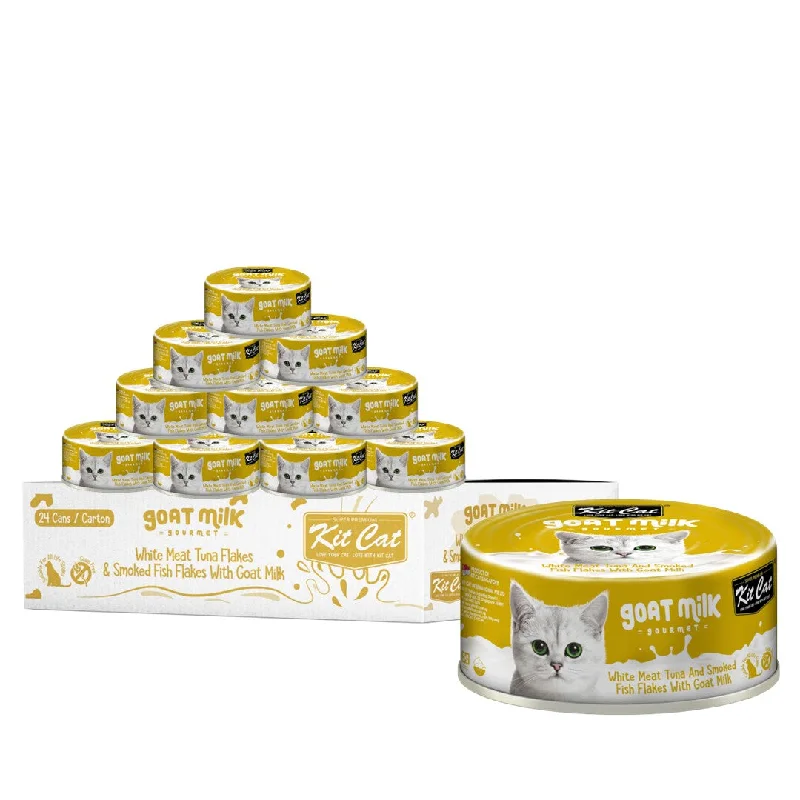    - Cat food for dental health  [CTN OF 24] Kit Cat Goat Milk Gourmet Canned Cat Food - Tuna & Smoked Fish Flakes (70g)