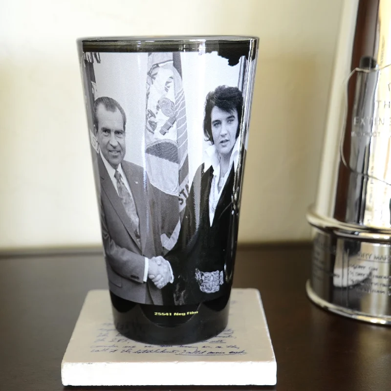 ---Elvis Nixon Glass Pint Handshake