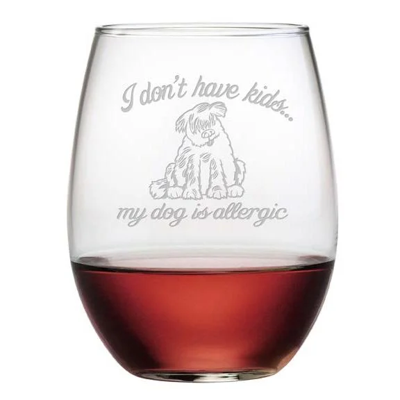 - Summer pet ice matDog Is Allergic Stemless Wine Glasses, Set Of 4