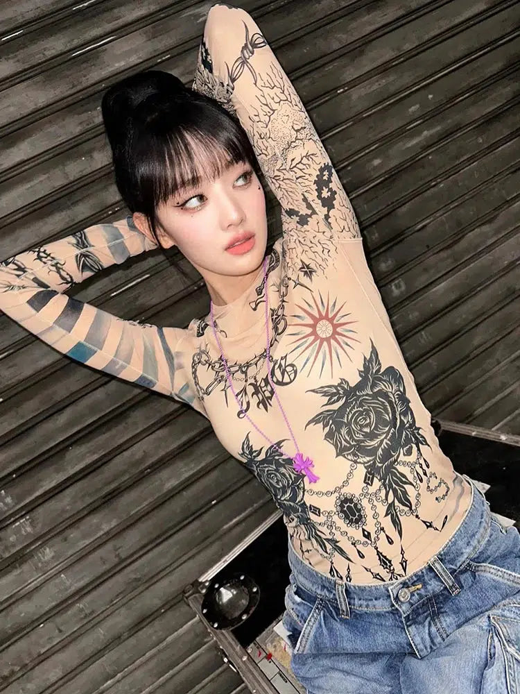 - Air box TSA certified check-inBaddie Mesh Tattoo Top