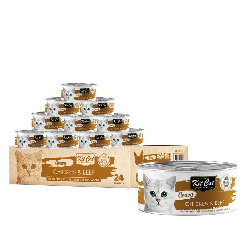    - Recommended online stores for cat food  [CTN OF 24] Kit Cat Gravy Cat Canned Food - Chicken & Beef (70g)