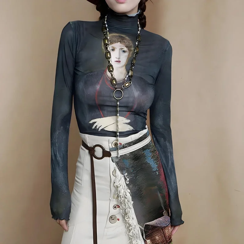 - Custom pet birthday cakeGoth Dark Female Figure Mesh Top