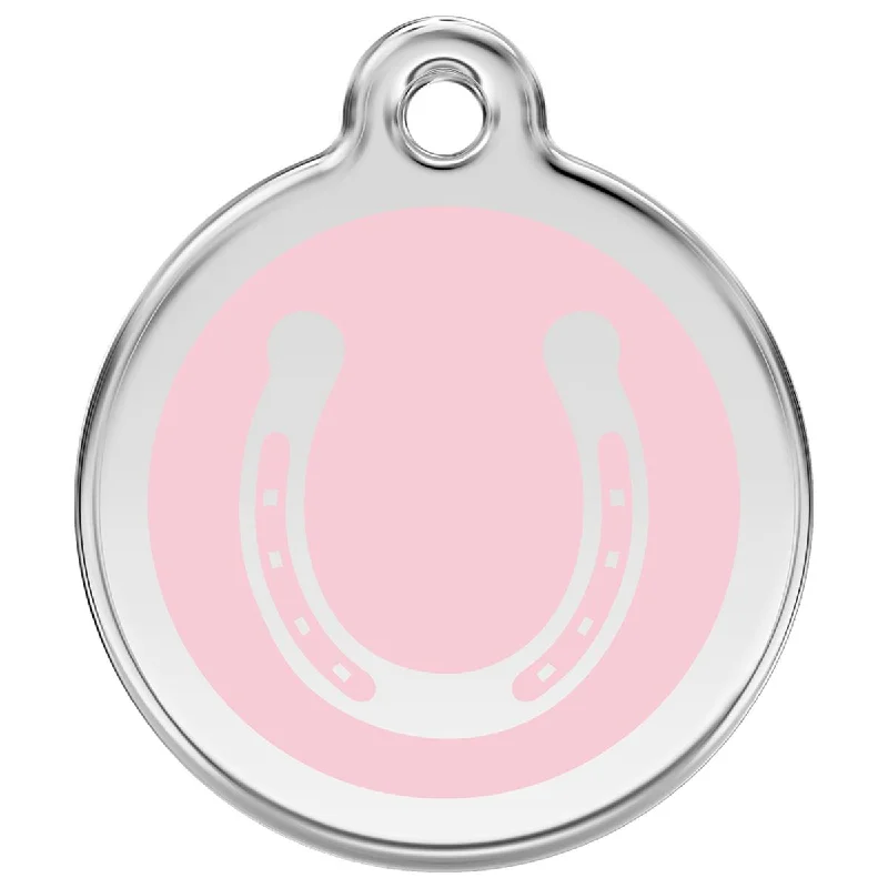 - Christmas pet Christmas clothingStainless Steel And Enamel Horseshoe Pink Dog ID Tag - Christmas pet Christmas clothingStainless Steel And Enamel Horseshoe Pink Dog ID Tag
