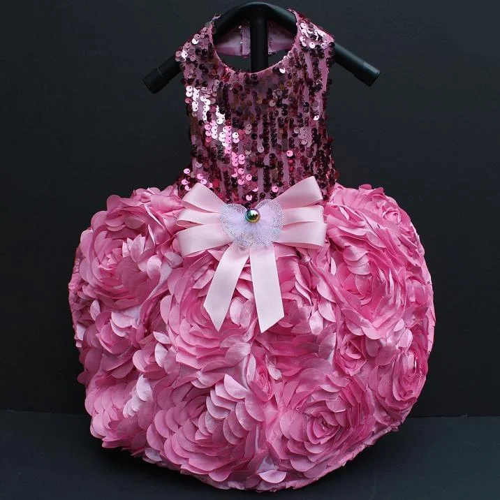 - Organic cotton dog bibsOmbre Pink Sequin 3D Flower Holiday Dog Dress
