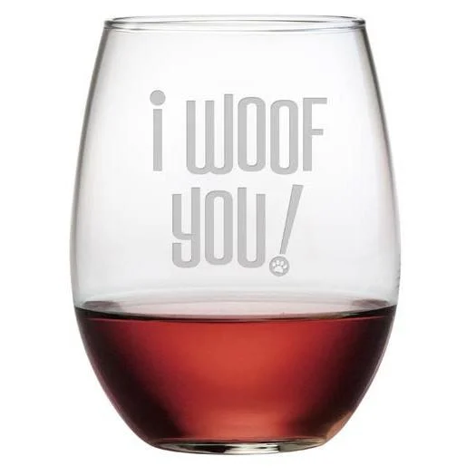 - Dog anti-slip matI Woof You Stemless Wine Glasses, Set Of 4