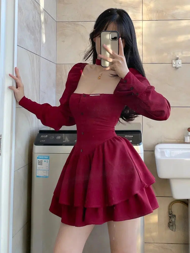 - Winter dog thick down jacketRuffled Layered Corset Mini Dress