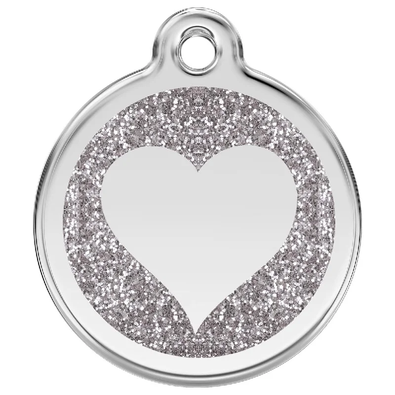 -Anti-scratch sofa protective coverStainless Steel And Glitter Enamel Heart Silver Dog ID Tag -Anti-scratch sofa protective coverStainless Steel And Glitter Enamel Heart Silver Dog ID Tag