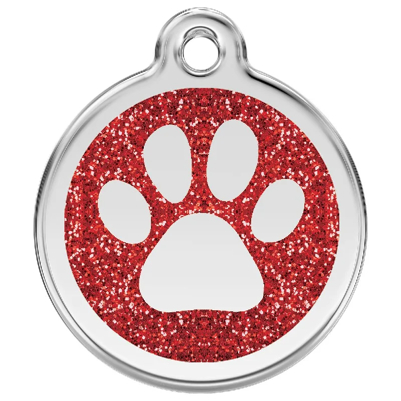 - Cat hair ball removal and hair removal creamStainless Steel And Glitter Enamel Paw Print Red Dog ID Tag - Cat hair ball removal and hair removal creamStainless Steel And Glitter Enamel Paw Print Red Dog ID Tag