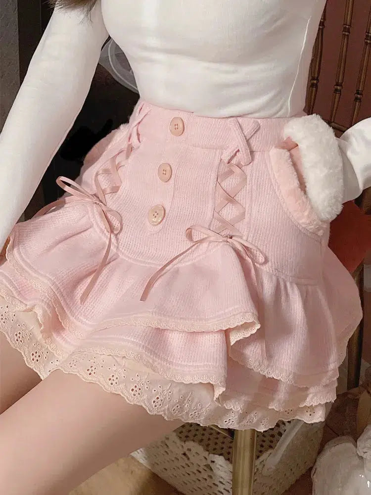 - Pet vitamin complex nutrition tabletsKawaii Ruffled Layered Lace Mini Skirt