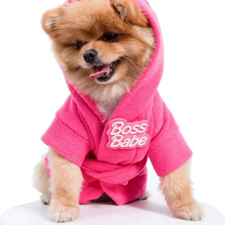 Pet holiday dress-up clothesBoss Babe Dog Bathrobe
