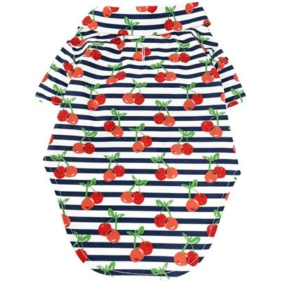 Large dog clothesHawaiian Camp Shirt - Cherry Stripe