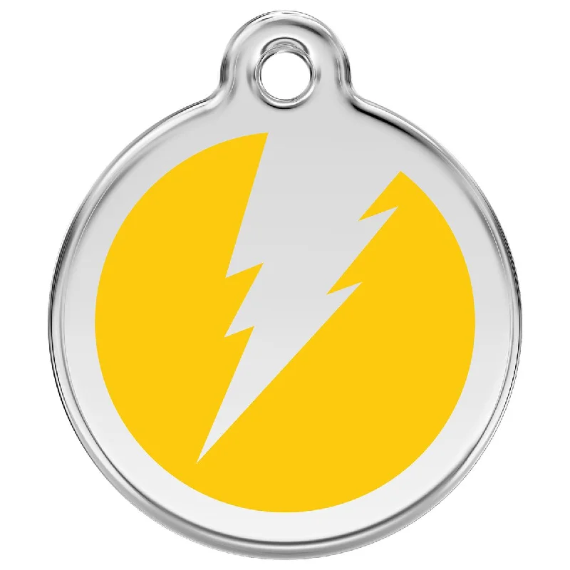 - Organic cotton dog bibsStainless Steel And Enamel Flash Yellow Dog ID Tag