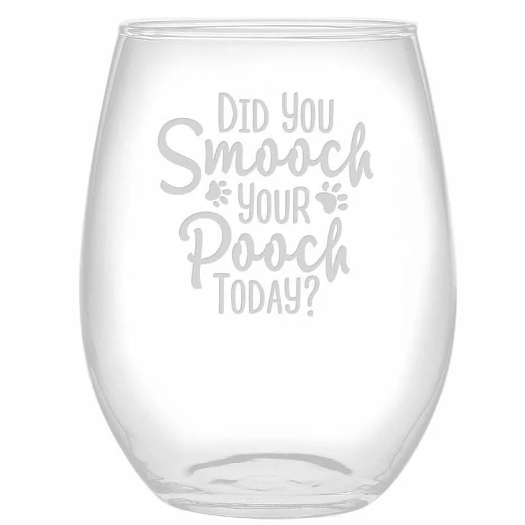 ---Smooch Your Pooch Stemless Wine Glasses, Set Of 4