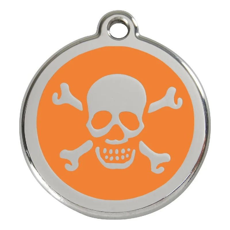 - Organic cotton dog bibsStainless Steel And Enamel Skull And Crossbones Orange Dog ID Tag - Organic cotton dog bibsStainless Steel And Enamel Skull And Crossbones Orange Dog ID Tag