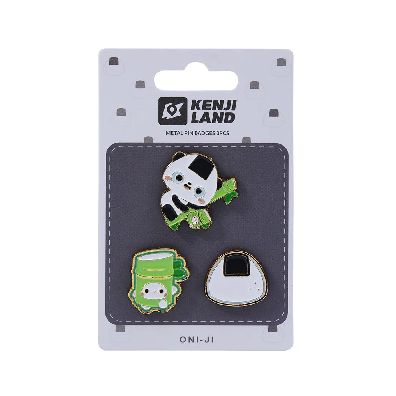  . **Cat food bowl anti-overturning**Metal Pin Badges 3pcs - Kland Oni - Ji