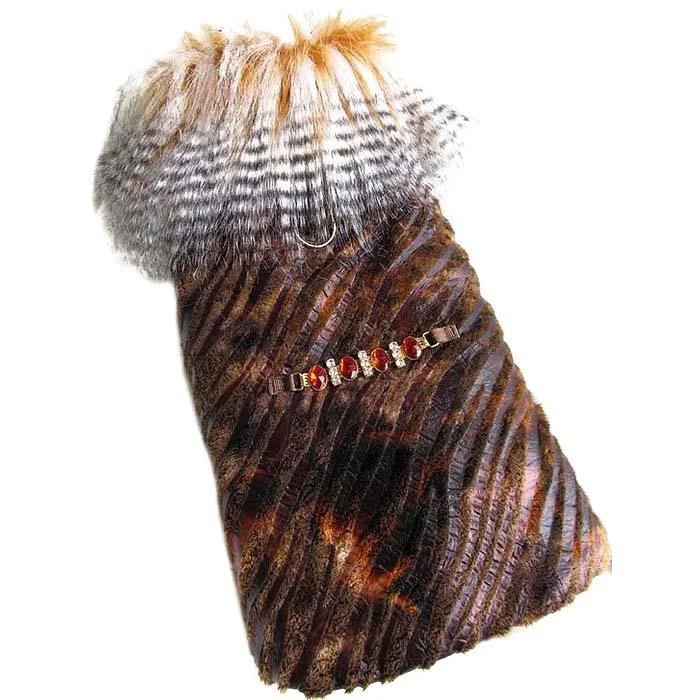 - Pet water dispenser UV sterilization versionFeathered Faux Fur Cappuccino Dog Coat