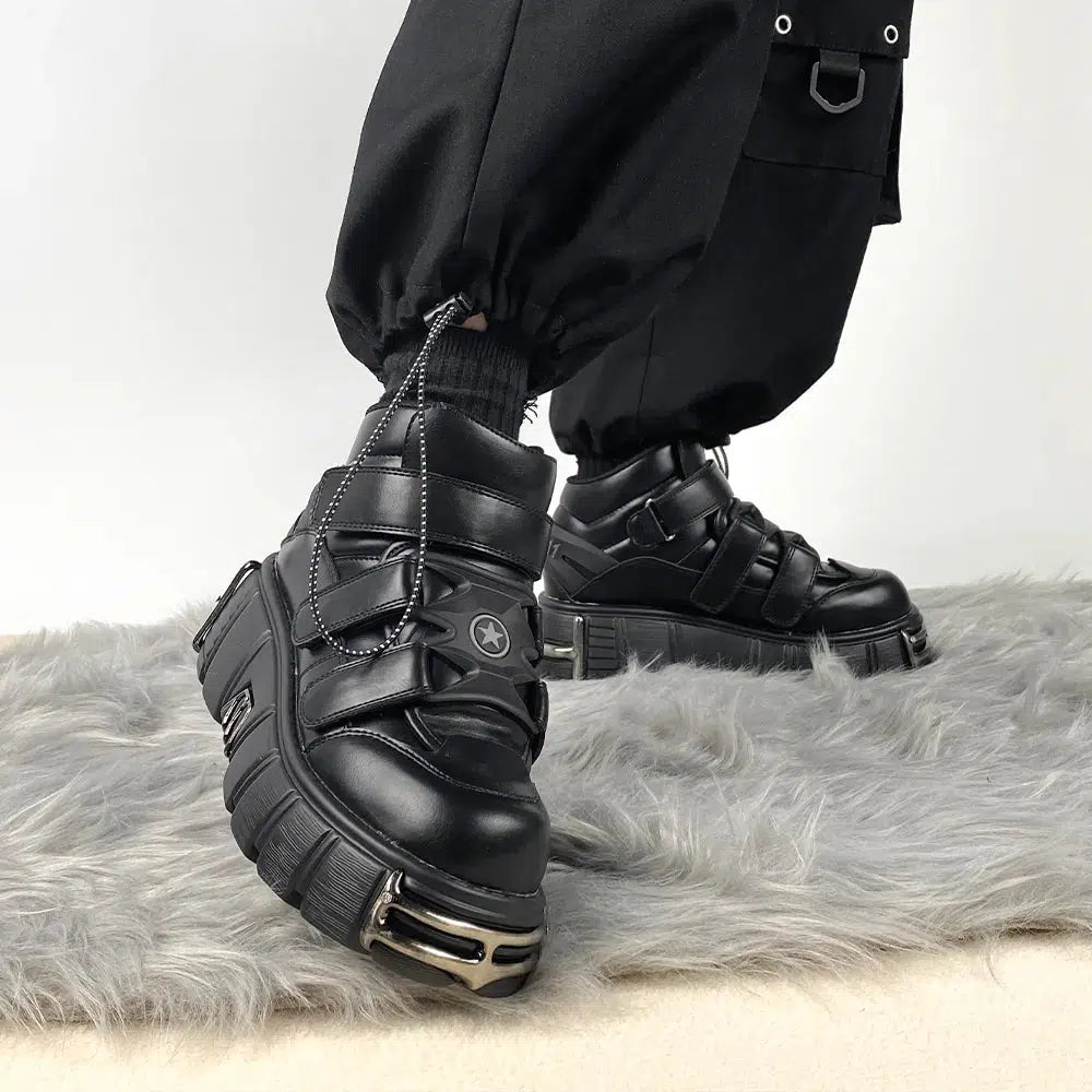 - Natural latex pet mattressGrunge Velcro Strap Platform Boots