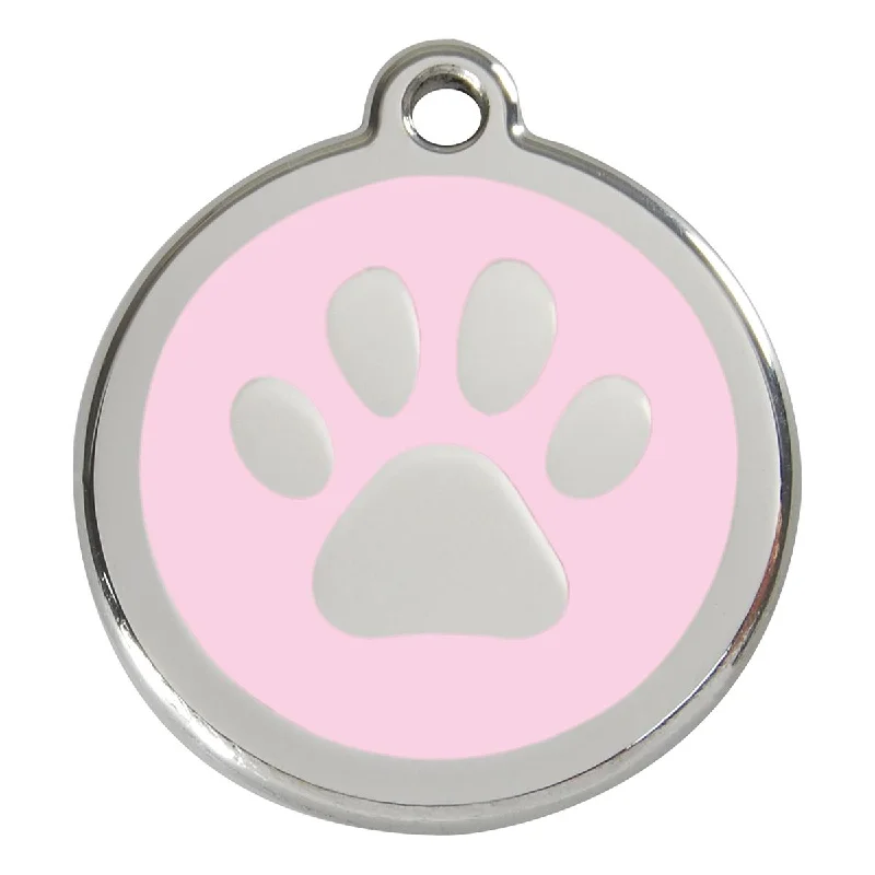 - Dog anti-slip matStainless Steel And Enamel Paw Print Pink Dog ID Tag