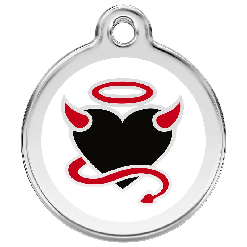 -Anti-slip claw protection raincoat FOR dogsStainless Steel And Enamel Devil White Dog ID Tag -Anti-slip claw protection raincoat FOR dogsStainless Steel And Enamel Devil White Dog ID Tag
