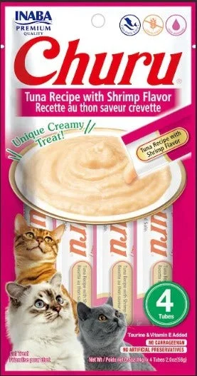    - Hypoallergenic cat food  Inaba Churu Tuna Recipe With Shrimp Flavor Creamy Meaty Cat Treat - 42 Gm