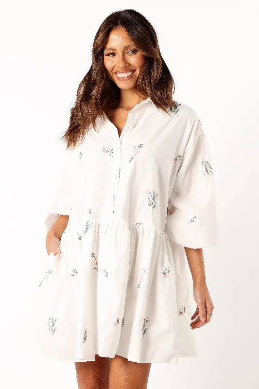 - Custom pet birthday cakeDaisy Long Sleeve Mini Dress - White Floral