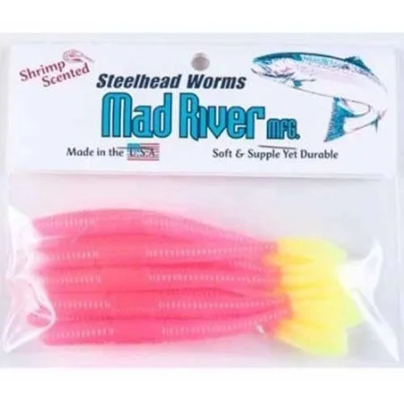 - Car dog seat beltMad River Steelhead Worms - 3" - Fluorescent Pink/Chartreuse Tail