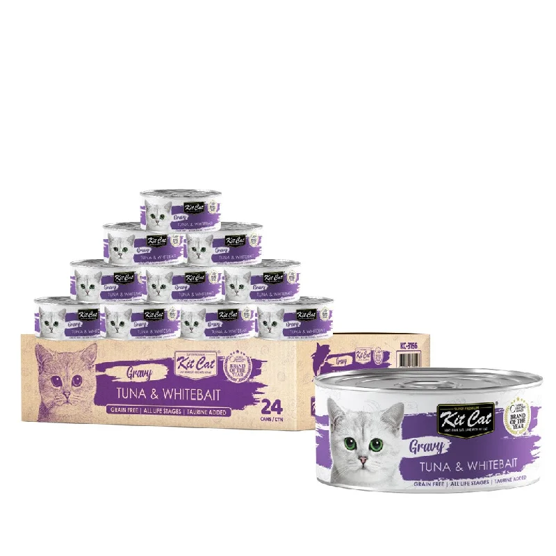    - Natural ingredient cat food  [CTN OF 24] Kit Cat Gravy Cat Canned Food - Tuna & Whitebait (70g)