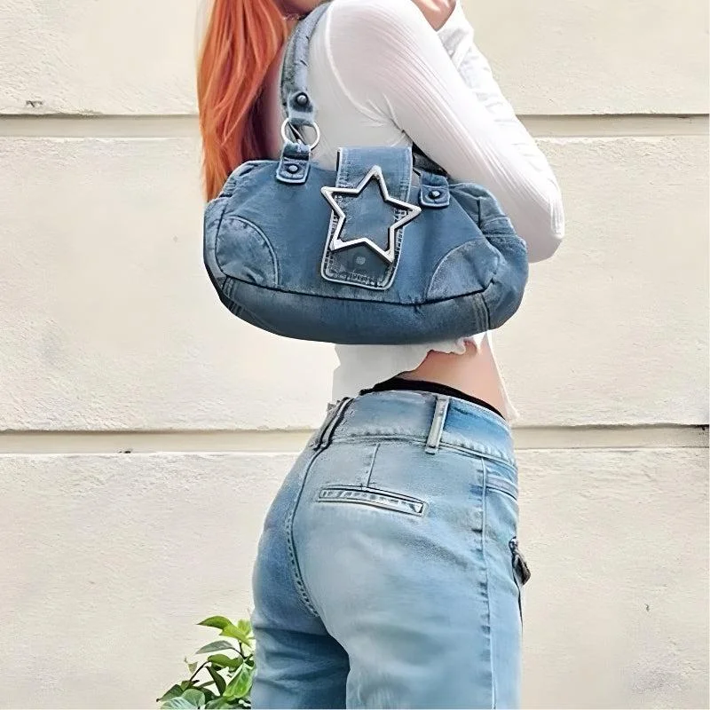 - Parrot climbing and standing wooden frameY2K Star Denim Bag